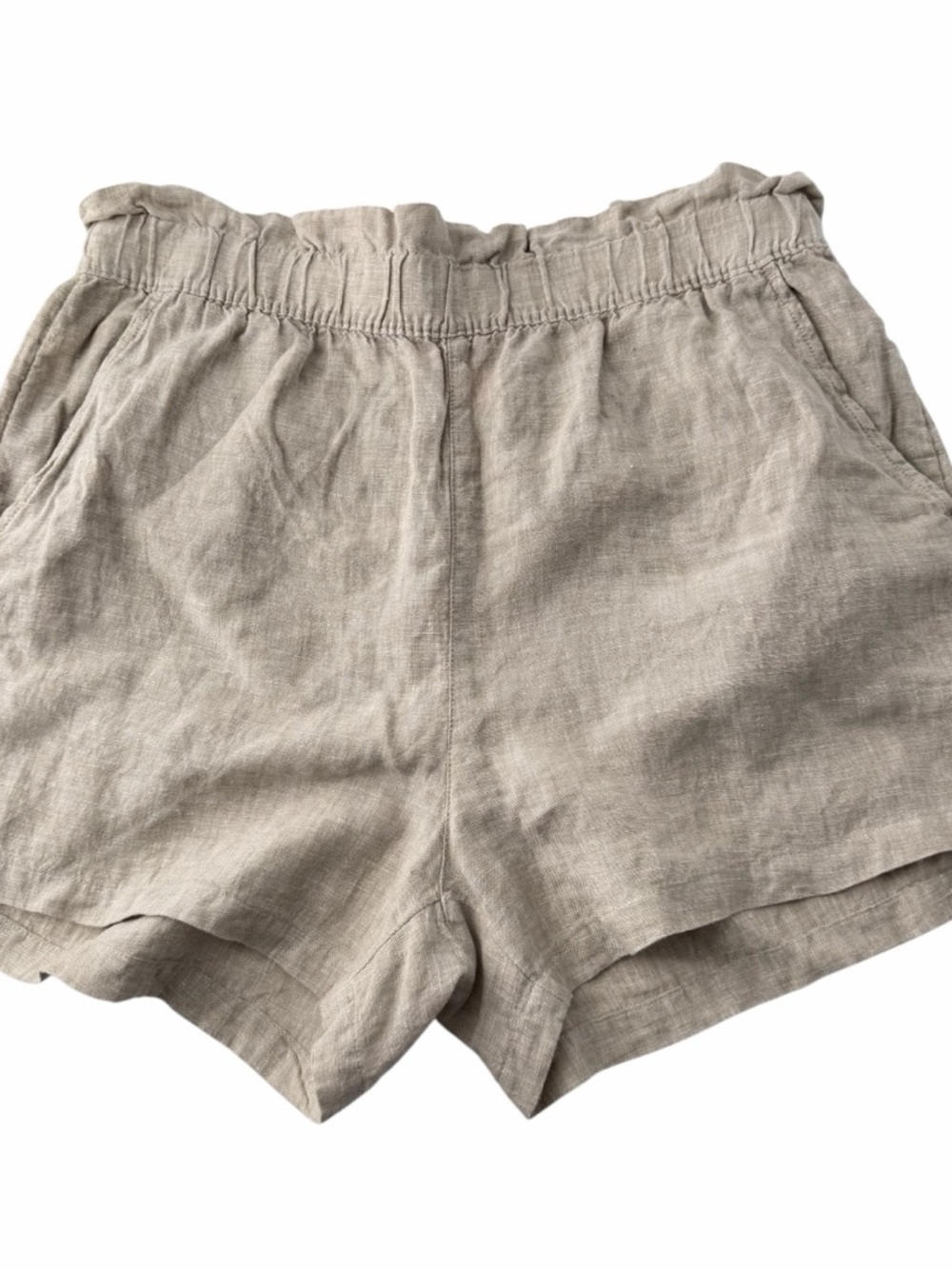 Isaac Mizrahi High-Waist 100% Linen Shorts in Beige Minimalist Boho Women’s Sz L